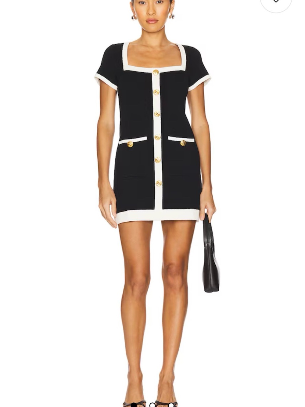 Show Me Your Mumu Black Sweater with Cream Neckline and Pale Pink Trim
